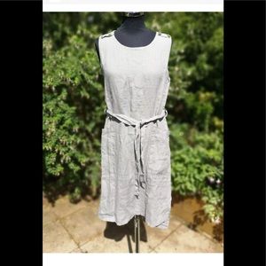 NEW TERZO MILLENNIO BOHO HIPPIE LAGENLOOK LINEN DRESS POCKETS NWT SIZE M GRAY